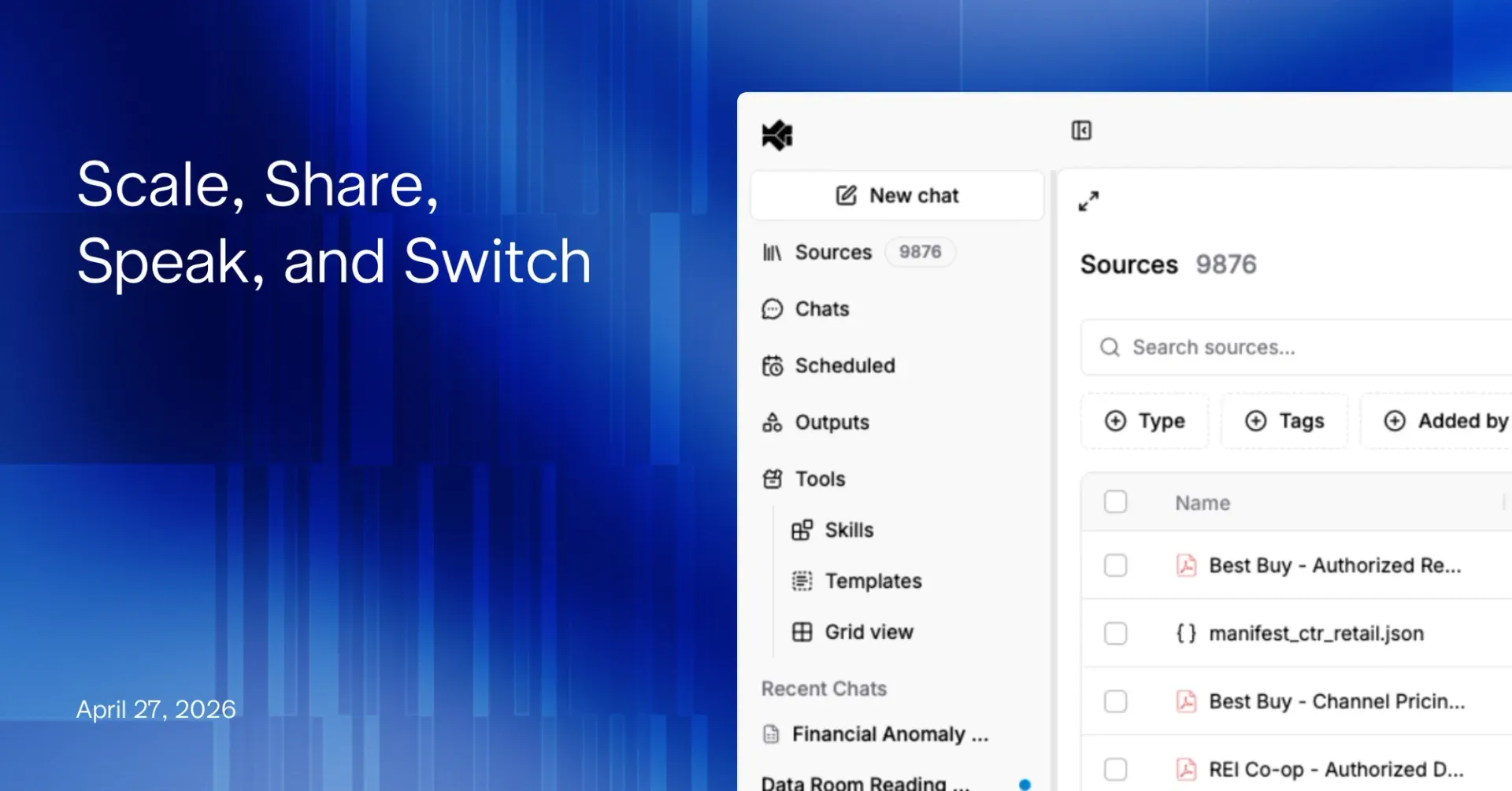 Scale, Share, Speak, and Switch